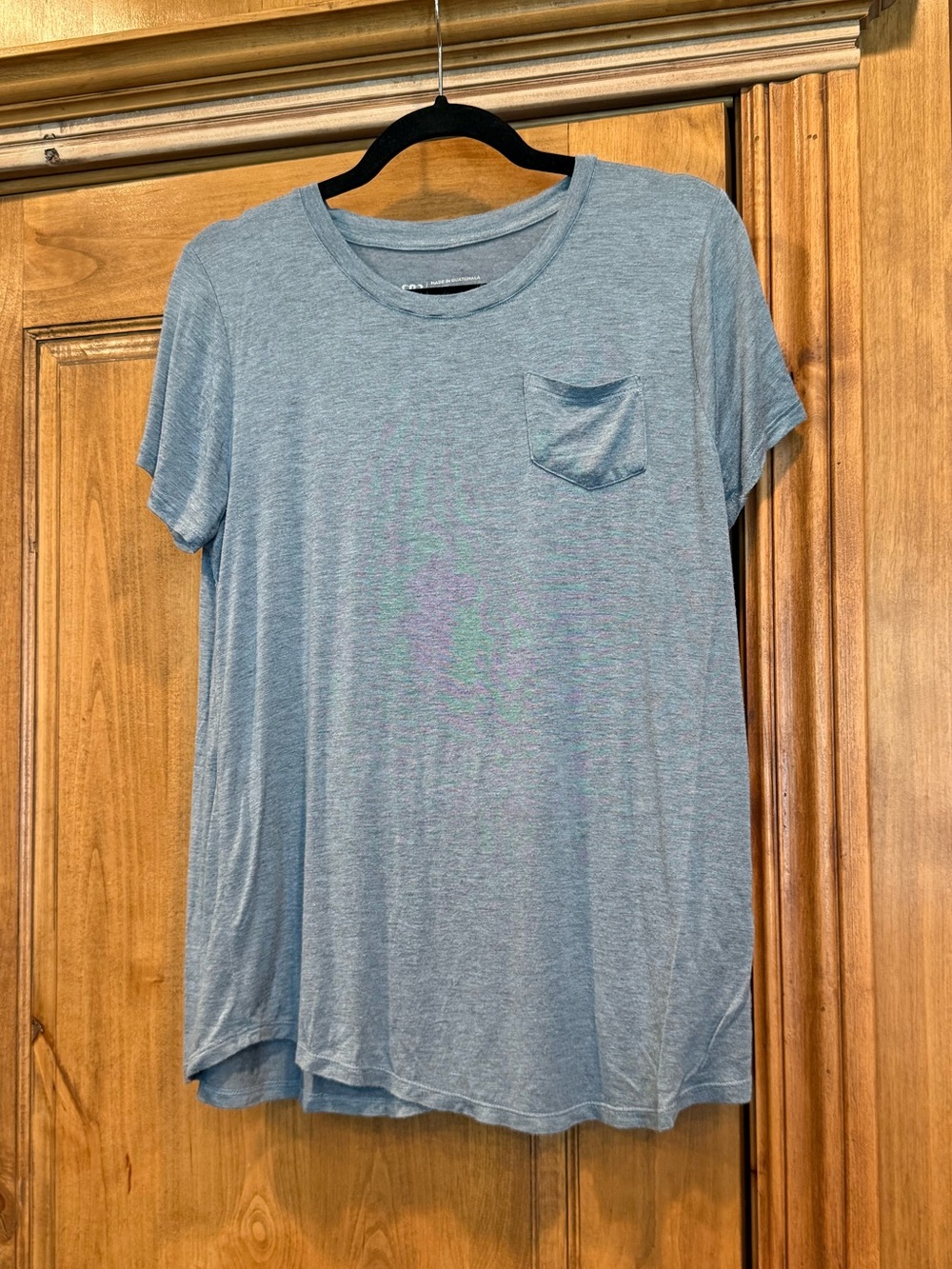 Albion Fit Basic Tee Women’s Small Blue Pocket T-Shirt Soft Rayon Blend